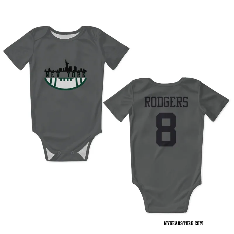 Charcoal New York Jets  Aaron Rodgers  Newborn & Infant Bodysuit